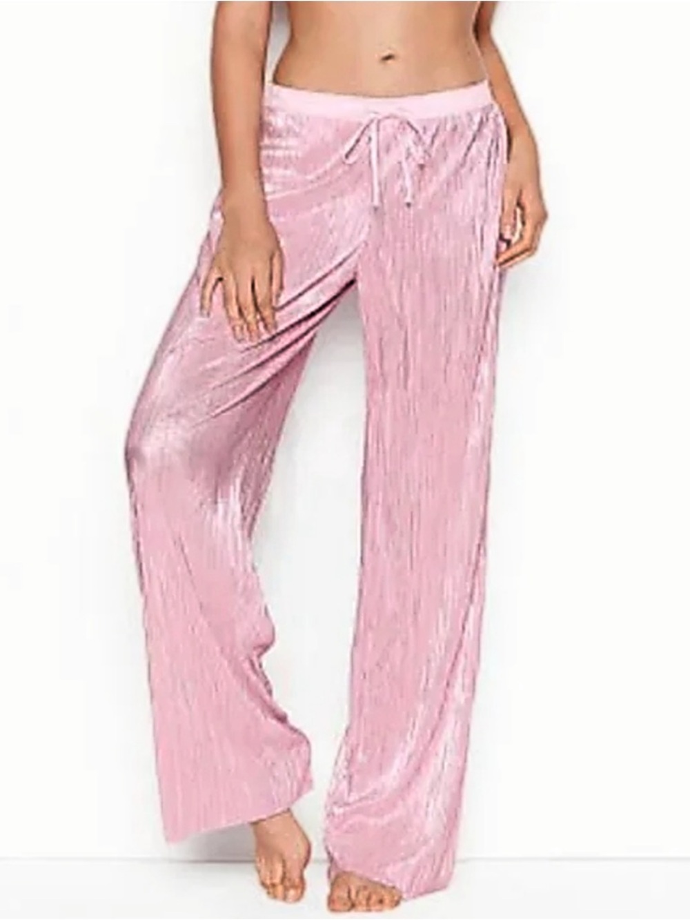 Victoria’s Secret Pink Shimmer Lounge Pants Wide Leg Satin Waistband M